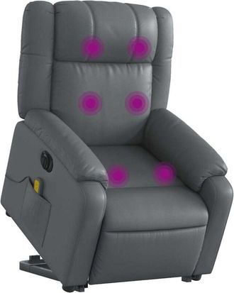 vidaXL Vidaxl - Sill&oacute;n De Masaje Elevable El&eacute;ctrico Cuero Sint&eacute;tico Gris