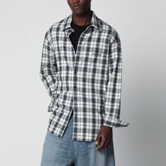 Balenciaga Regular-fit checked cotton flannel shirt in white/black