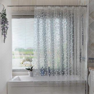 OEM Cortina Transparente Resistencia Efecto 3d 180 X 180 Cm, Fabricada Eva Transl&uacute;cida, Impermeable Resistente Moho, Pomo Circular Transparente