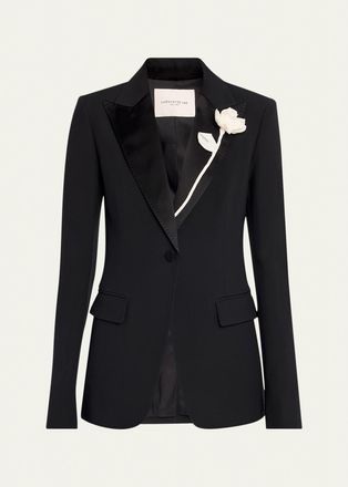 Lafayette 148 New York Floral Applique Peak-Lapel Blazer