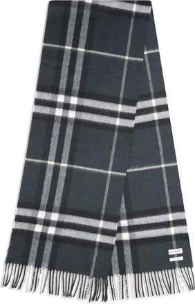 Burberry Sjaal met franjes en ruitpatroon van kasjmier - Heren - Wintersjaals - Groen - ONE Size - Kasjmier - Accessoires
