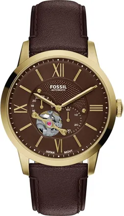 Fossil Townsman Automatic Leather Strap Watch, 44mm in Brown at Nordstrom