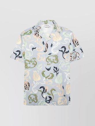 Lanvin cotton abstract logo print camp collar short sleeve shirt