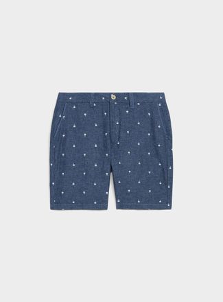 Point Zero Mens Mini-pattern cotton and linen Bermuda Shorts