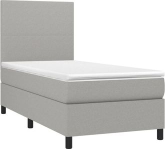 vidaXL Vidaxl - Cama Box Spring Colch&oacute;n Y Luces Led Tela Gris Claro 90x200 Cm