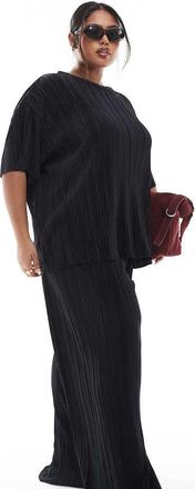 Only ONLY Curve plisse wide leg pants in black - part of a set
