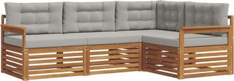 vidaXL Conjunto De Sof&aacute;s De Exterior 4 Uds. Gris Natural Y Claro Vidaxl