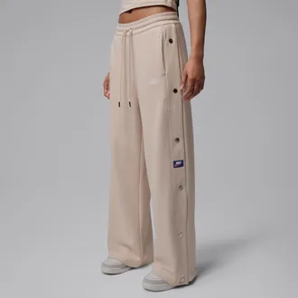 Nike Jordan Womens Jordan Flight Fleece French Terry Snap Pants in White | IM6983-272