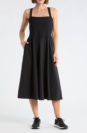 Zella Rib Hybrid Midi Dress in Black at Nordstrom Rack, Size X-Small