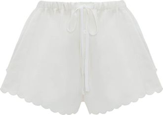 Victoria Beckham embroidered drawstring-waist shorts - women - Linen/Flax/Cotton/Polyester - 6 - White