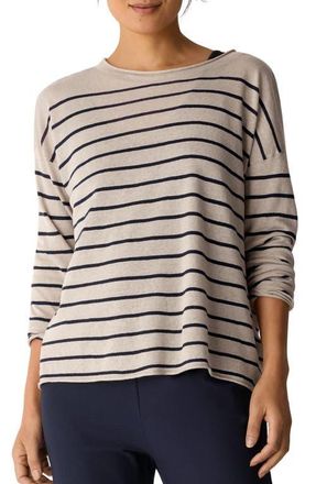 Eileen Fisher Organic Linen & Organic Cotton Crewneck Sweater in Ink at Nordstrom, Size Xx-Small