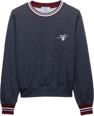 Prada logo-embroidered cotton sweatshirt - Blue