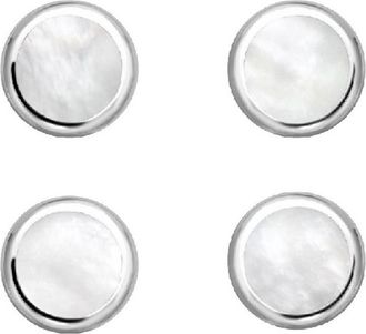 Oliver Brown Silver Dress Studs - Circular Mother of Pearl