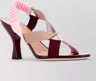 Fendi colibr&igrave; fabric sandals cone heel open toe