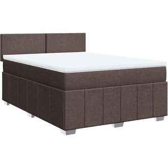 vidaXL Vidaxl - Cama Box Spring Con Colch&oacute;n Tela Marr&oacute;n Oscuro 140x190 Cm
