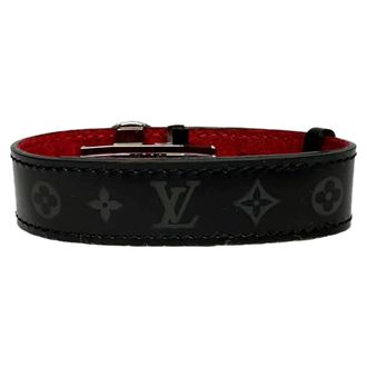 Louis Vuitton Louis Vuitton Rouge Monogram Eclipse Canvas Reversible Scharnierarmband in Zwart Leer