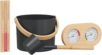 vidaXL Juego De Accesorios De Sauna 4 Pcs Negro Vidaxl
