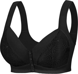 Generic Women Activewear Comfortable No Underwire Front Closure Lace Bra for Womens Everyday Wear Front Fastening Bras for Women UK (Black, XXXXXL)