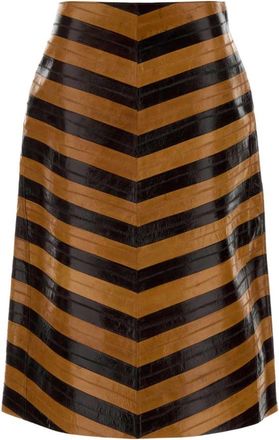 Fendi Brown Two Tone Leather Skirt