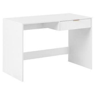 Beliani Escritorio De Oficina 1 Caj&oacute;n Estilo Escandinavo Patas Anchas 120 X 60 Cm Aglomerado Blanco Lutetia