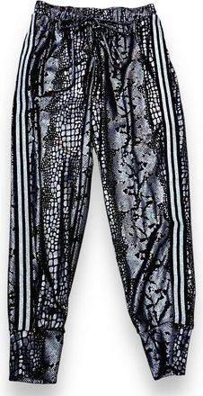 Petit Pois by Viviana G Womenmesh Snake Print Joggers In Black