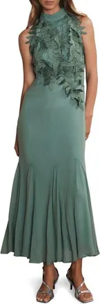 Mint Velvet Embroidered Applique Maxi Dress in Blue at Nordstrom, Size 12