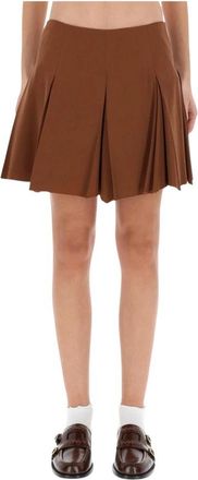 Marni Geplooide A-lijn Mini Rok - Dames - Korte rokken - Bruin - XS - Wol - Rokken