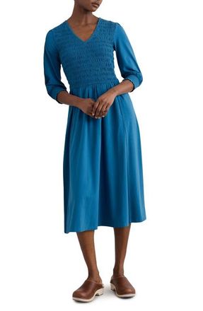 Seasalt Cornwall Sea Sound Smocked Midi Dress in Shore at Nordstrom, Size 14 Us