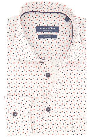Led&ucirc;b Modern fit easy iron Ledub overhemd katoen wit geprint