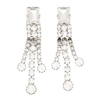 Alessandra Rich Crystal Earrings With Fringes - female - Alessandra Rich - Earrings - Gray - ONE SIZE - Accessories