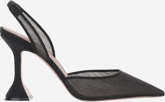 Amina Muaddi Black Slingback Heels