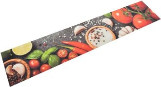 vidaXL Vidaxl - Alfombra De Cocina Lavable Terciopelo Dibujo Verduras 60x300 Cm