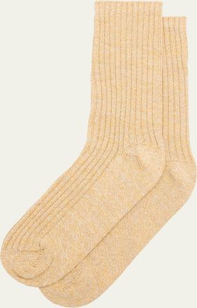 Loro Piana Mens Meina Melange Ribbed Mid-Calf Socks