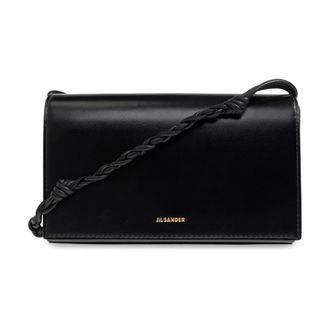 Jil Sander Accessoires, Dames, Zwart, ONE Size, Leer, Tangle Wallet with Strap