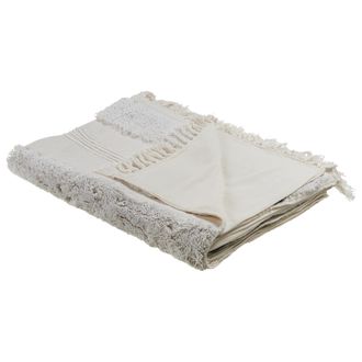 Beliani Beliani - Manta De Algod&oacute;n 130 X 180 Cm Patr&oacute;n Geom&eacute;trico Accesorio Beige Claro Raebareli