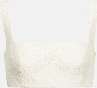 Valentino Embroidered cotton-blend bralette
