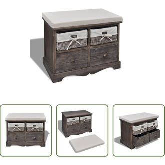 vidaXL vidaXL Cassapanca con cestini - Cassapanca Marrone 62x33x42 cm in Legno di Paulownia