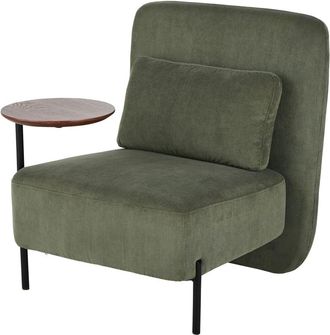 Maisons du monde Sillón profesional de pana verde con bandeja extraíble