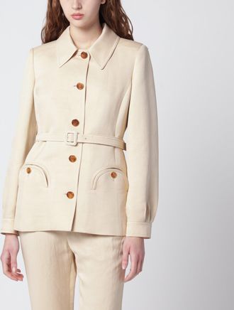 Blaz&eacute; Milano Paint jacket with belt in Champagne