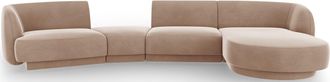 BLOOMINGLOFT 5-Sitzer Design Ecksofa Miley mit abgerundeter Form und Eckteil rechts - Samtbezug