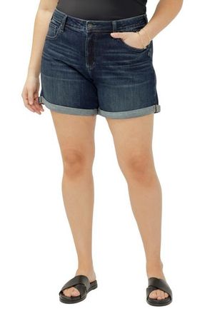 Silver Jeans Co Mid Rise Denim Boyfriend Shorts in Bonita at Nordstrom, Size 14W