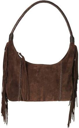Carlos Falchi Fringe Suede Hobo Bag in Coffee Brown at Nordstrom