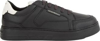 Emporio Armani Casual Sneaker Schoenen voor Mannen - Heren - Sneakers - Zwart - 45 EU - Leer - Schoenen