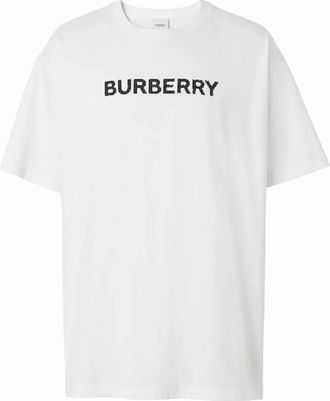 Burberry Mens Burberry Harriston Logo Print T-Shirt White - Size: 42