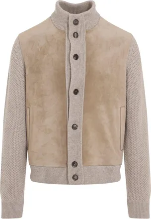 Ermenegildo Zegna Beige Oasi Cashmere And Suede Jacket-Uomo