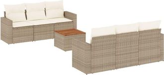 vidaXL Vidaxl - Set Sof&aacute;s De Jard&iacute;n 7 Piezas Y Cojines Rat&aacute;n Sint&eacute;tico Beige