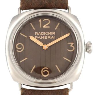 Officine Panerai Panerai Pre-owned - Pre-owned Radiomir Eilean Roestvrijstaal Handopwinding - Heren - Pre-owned - Bruin - Maat: ONE Size Leer