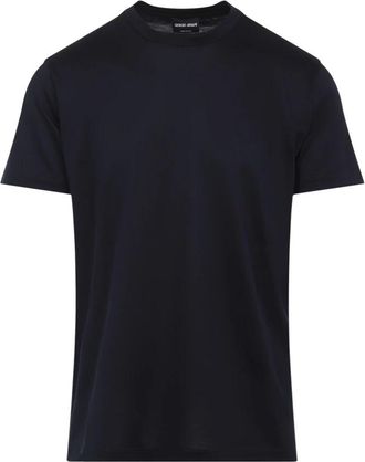 Giorgio Armani Blauw Zijde Blend T-Shirt Stijlvolle Look - Heren - T-shirts - Blauw - L - Tops