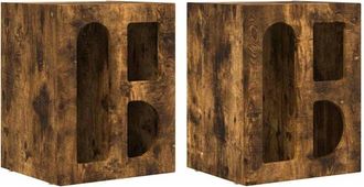 vidaXL Bedside Table 2 pcs Smoked Oak 40 x 35 x 50 cm Engineered Wood vidaXL