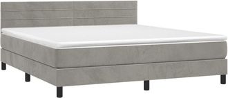 vidaXL Cama Box Spring Colch&oacute;n Y Led Terciopelo Gris Claro 160x200 Cm Vidaxl